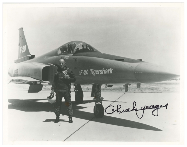 Chuck Yeager Signed 10'' x 8'' Photo -- With JSA COA